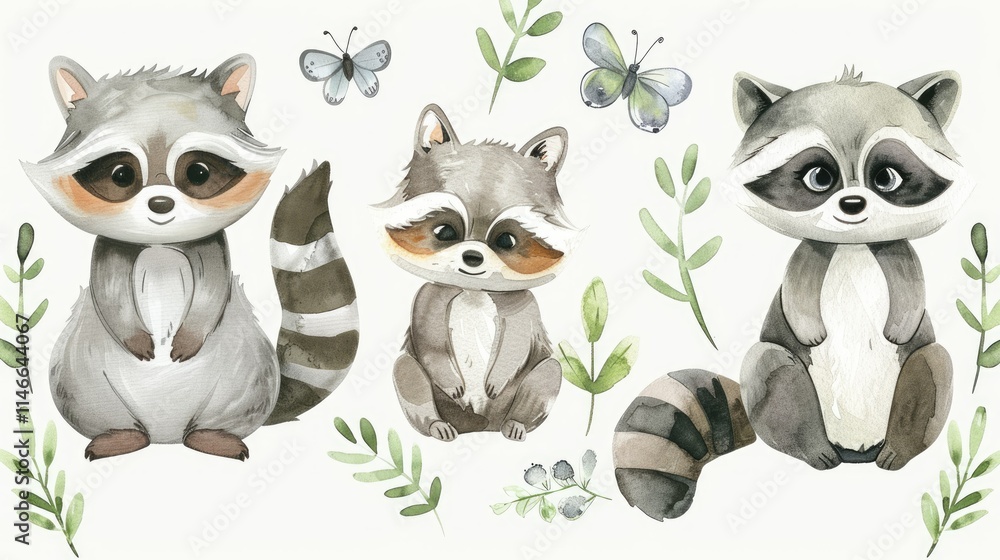 Fototapeta premium cute raccoons 