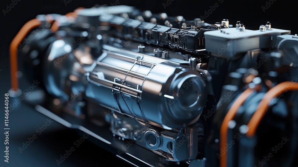 Obraz premium A sleek automotive engine showcasing cutting-edge technology for electric vehicles.