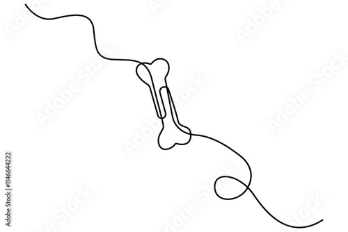 Continuous single line drawing of dog bone vector illustration of minimalist design