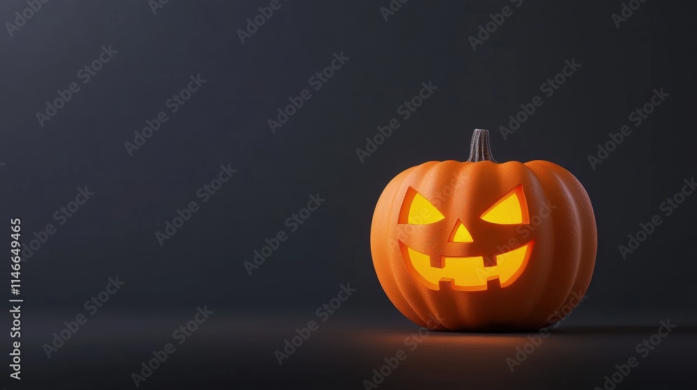 Lit jack-o'-lantern on dark background. Lit jack-o'-lantern on dark background.