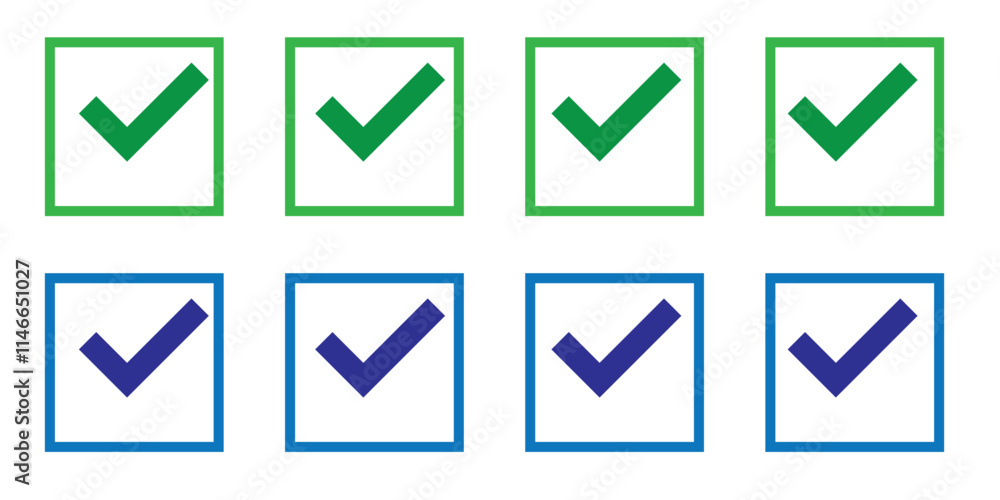 Green check mark and red cross icon set. Circle and square. Checkmark Illustration. Vector symbols set ,green checkmark. Vector illustration. Green check mark and red cross icon set. Circle and square. Checkmark Illustration. Vector symbols set ,green checkmark. Vector illustration.
