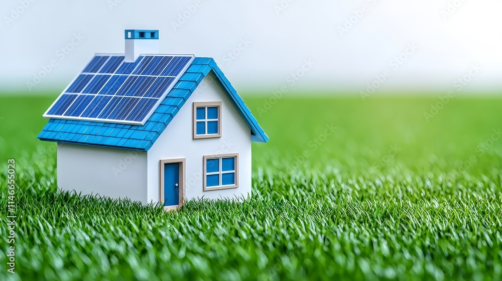 A wide banner showcasing a modern smart home with a solar panel rooftop system, designed for renewable energy concepts, featuring a copyspace area. A wide banner showcasing a modern smart home with a solar panel rooftop system, designed for renewable energy concepts, featuring a copyspace area.