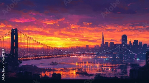 san francisco golden gate bridge sunset cityscape