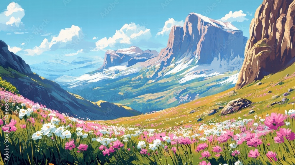 Fototapeta premium alpine meadow in bloom