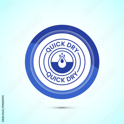 Quick dry icon design illustration. Fast dry cleaning service sign. Blue Color Button Design