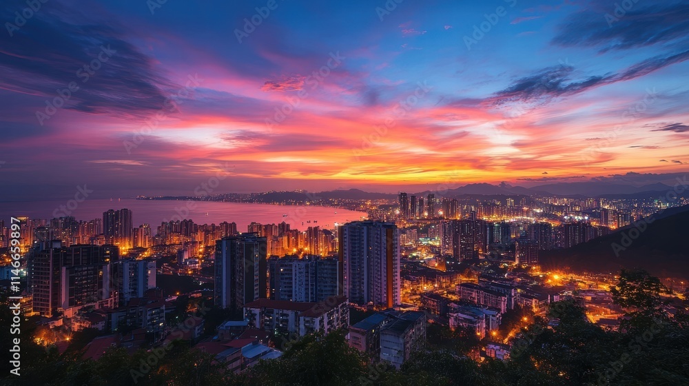 Obraz premium vibrant cityscape sunset