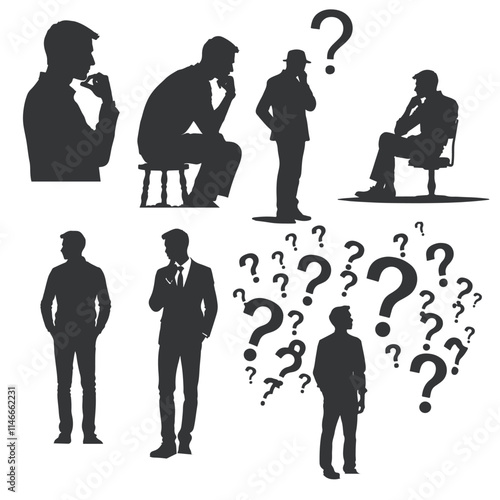 Businessman thinking silhouette