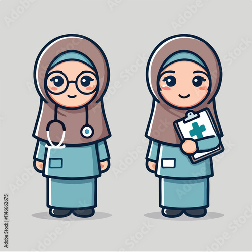 vector of smiling midwife character