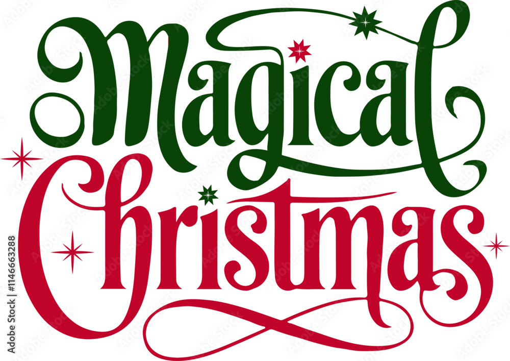 Fototapeta premium Merry Christmas lettering vector design