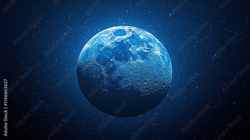 Fototapeta premium Blue moon in dark space.