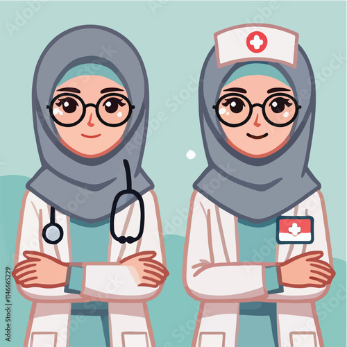 vector of smiling midwife character