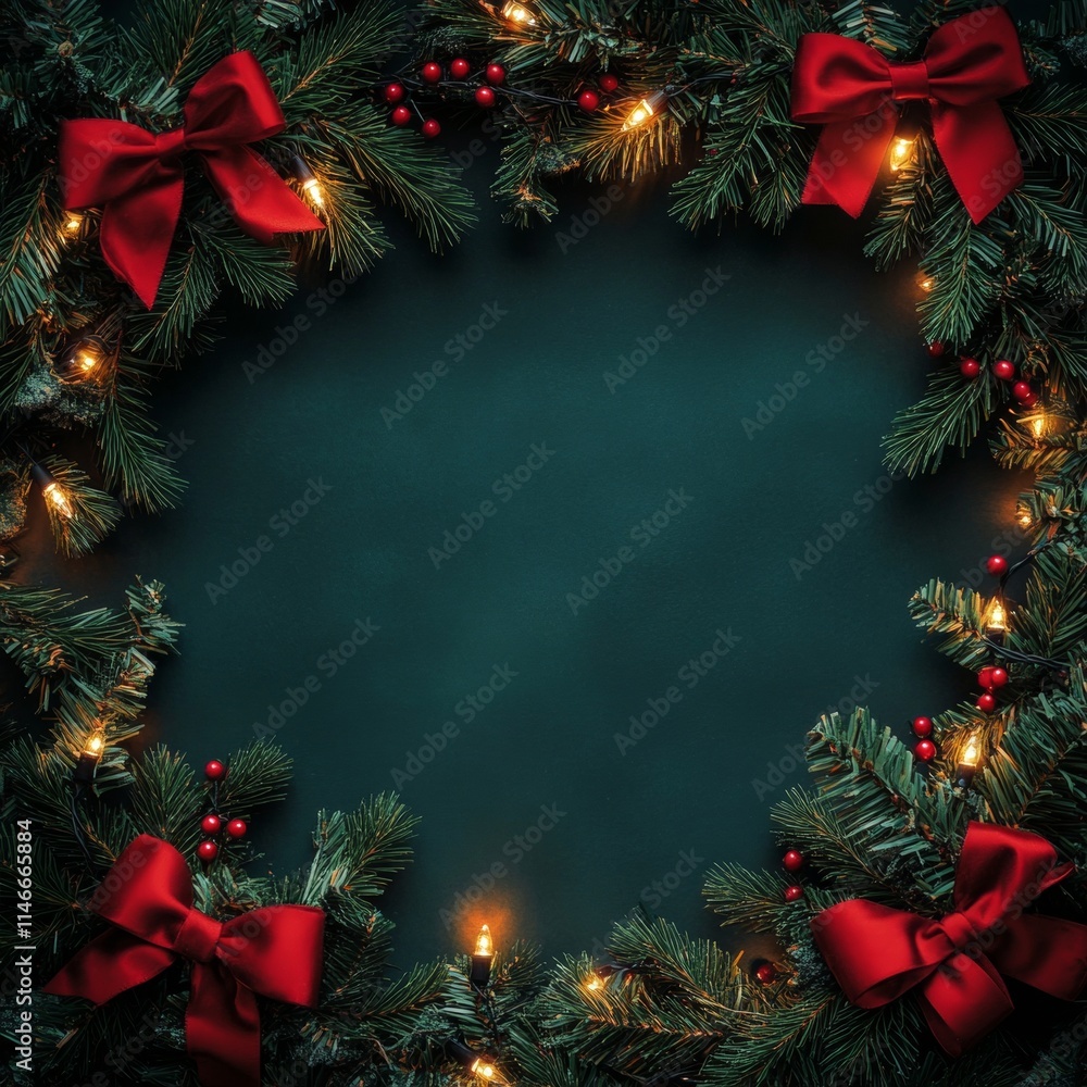 Frame Christmas background with copy space. Christmas concept for ads, social media, web, many more Frame Christmas background with copy space. Christmas concept for ads, social media, web, many more