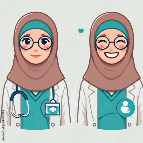 vector of smiling midwife character