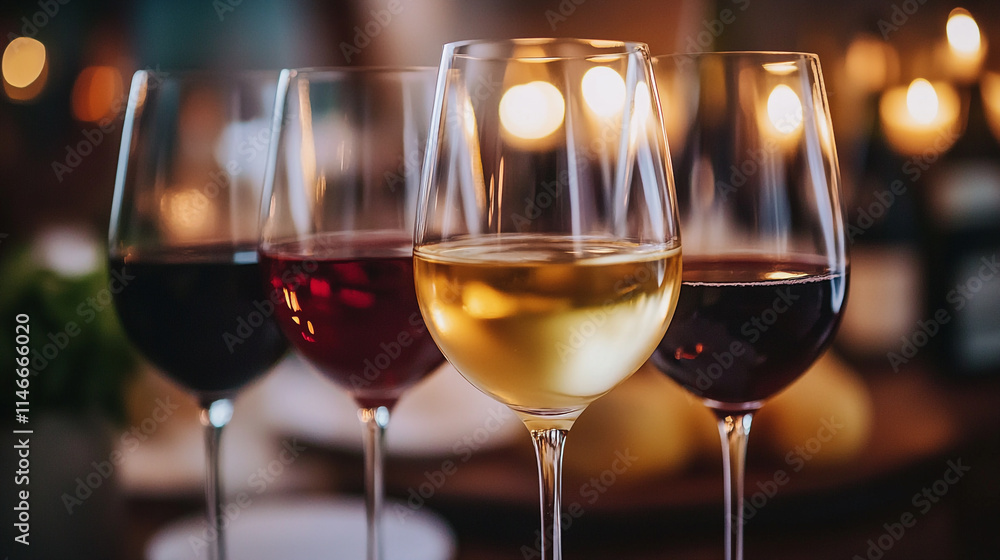 Enjoying a selection of red and white wines during a cozy evening gathering. Enjoying a selection of red and white wines during a cozy evening gathering.