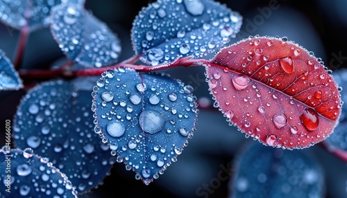 red flower with drops