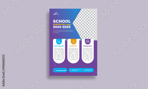 Creative and modern  school kids education admission flyer poster template design vector