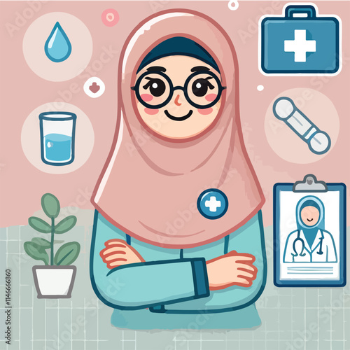 vector of smiling midwife character