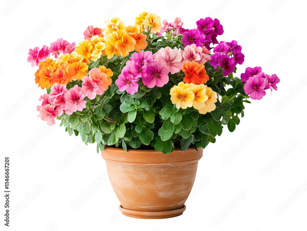 Vibrant Potted Flowers in Colorful Bloom Isolated on Transparent Background Vibrant Potted Flowers in Colorful Bloom Isolated on Transparent Background