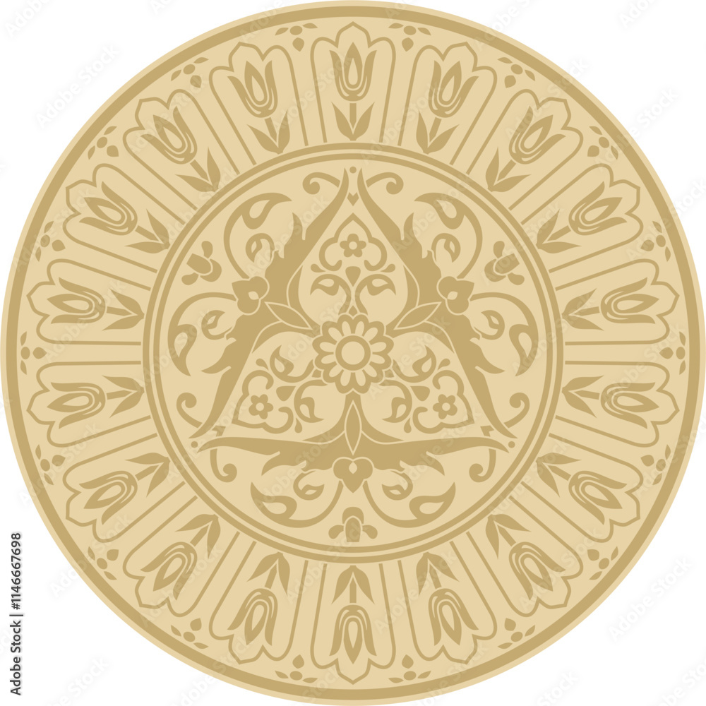 Vector golden round Turkish ornament. Ottoman circle, ring, frame. Vector golden round Turkish ornament. Ottoman circle, ring, frame.
