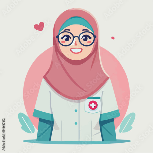 vector of smiling midwife character