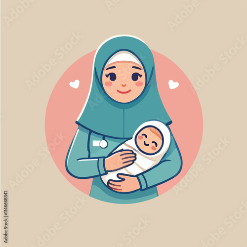 vector of smiling midwife character