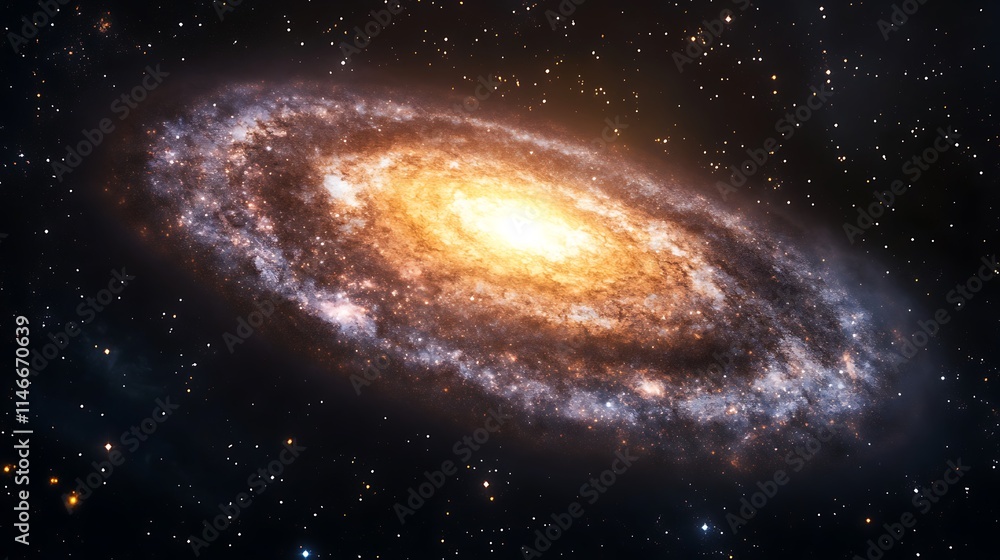 Fototapeta premium A breathtaking galactic scene with glowing stars and a luminous core, creating a sense of infinite space.