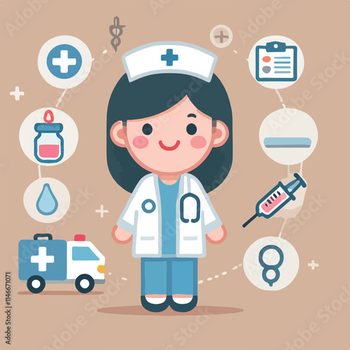 vector of smiling midwife character