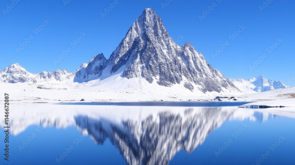 Serene Winter Mountain Lake Reflection Panorama Serene Winter Mountain Lake Reflection Panorama