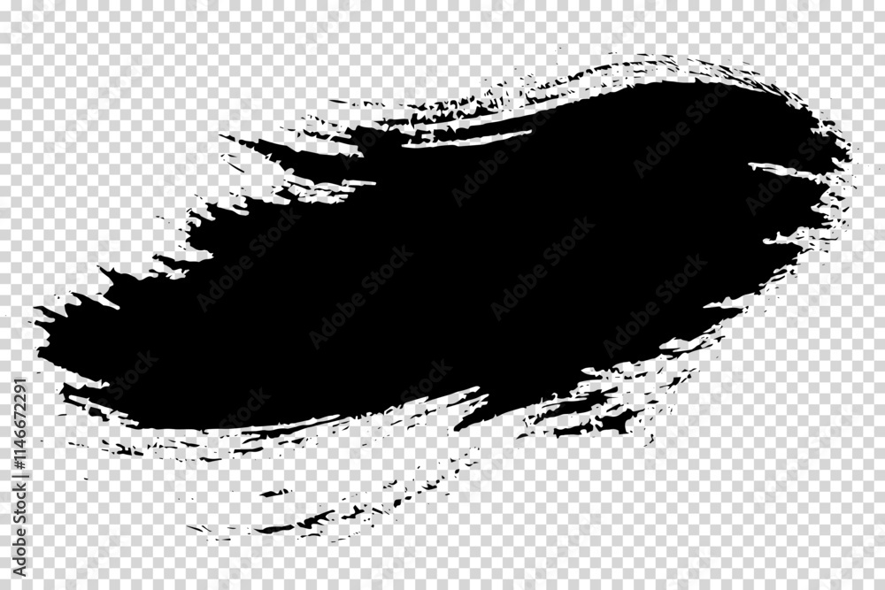 Naklejka premium Abstract Black Grunge Brush Stroke Texture Isolated on Transparent Background for Creative Designs