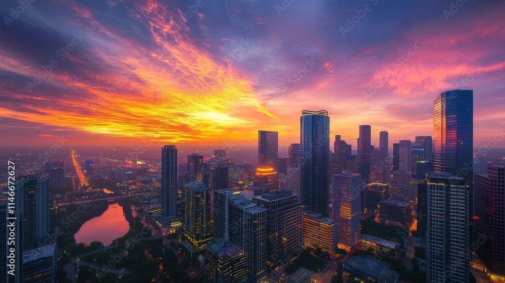 Fototapeta premium houston skyline sunrise