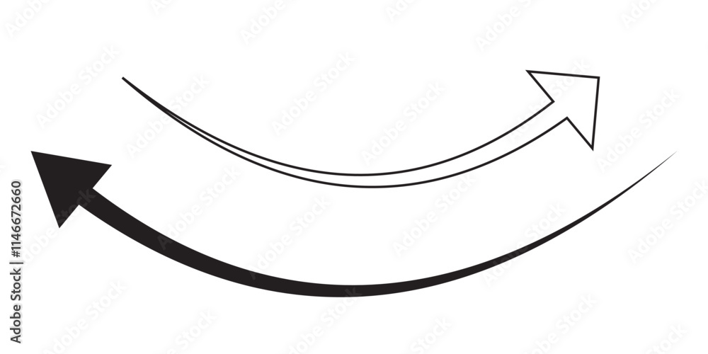 Sharp curved arrow icon. Black rounded arrow. Direction pointer pointing up Sharp curved arrow icon. Black rounded arrow. Direction pointer pointing up