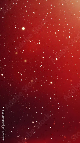 A vibrant red background filled with shimmering stars, creating a cosmic atmosphere.