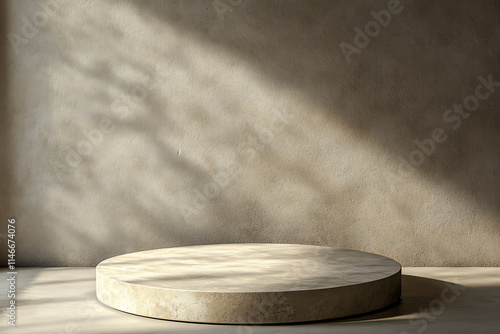 Beige Concrete Podium Display - Minimalist Product Showcase