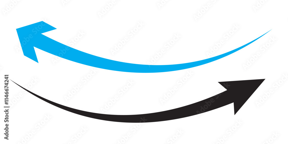 Curved arrow icon vector. Arrow pointer icon sign symbol in trendy flat style. Arrow vector icon illustration isolated on white and black background. Curved arrow icon vector. Arrow pointer icon sign symbol in trendy flat style. Arrow vector icon illustration isolated on white and black background.