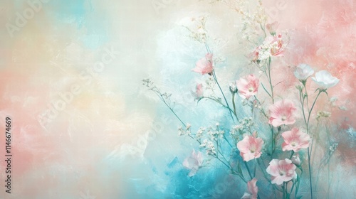 Wallpaper Mural pastel pink and blue floral watercolor background Torontodigital.ca