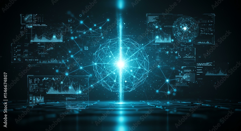 Global Network Data Visualization Digital Sphere Futuristic Technology Abstract Background Global Network Data Visualization Digital Sphere Futuristic Technology Abstract Background