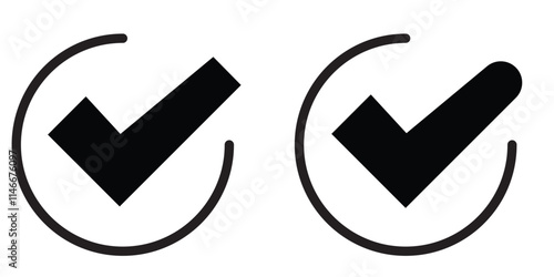 Check mark vector icon set. correct or right tick mark sign. green checkmark for checklist. accept and ok checkbox button pictogram.