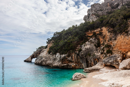 Cala Goloritze. Sardinia. Crystal clear Mediterranean sea and cliffs of Gulf of Orosei. Baunei area, Sardinia, Italy. photo