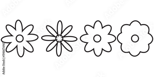 
Camomile daisy set. Black chamomile silhouette shape icon. Cute round flower plant nature collection. Love symbol. Growing concept. Decoration element. Flat design. Isolated. White background.