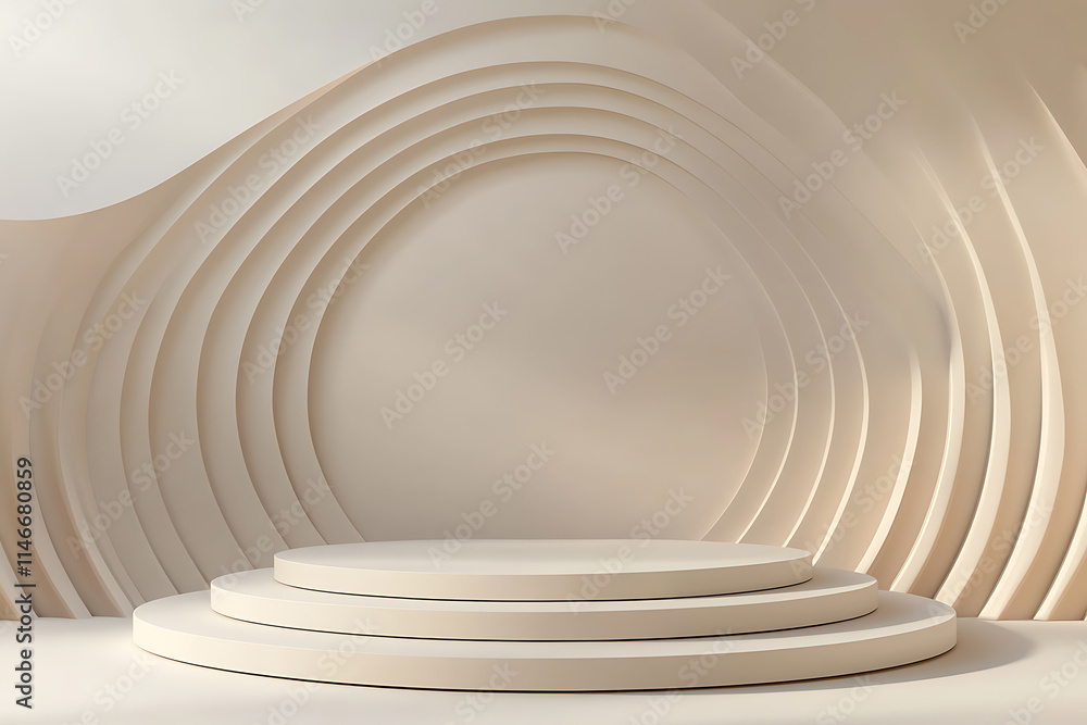 Obraz premium Beige Minimalist Geometric Display Platform