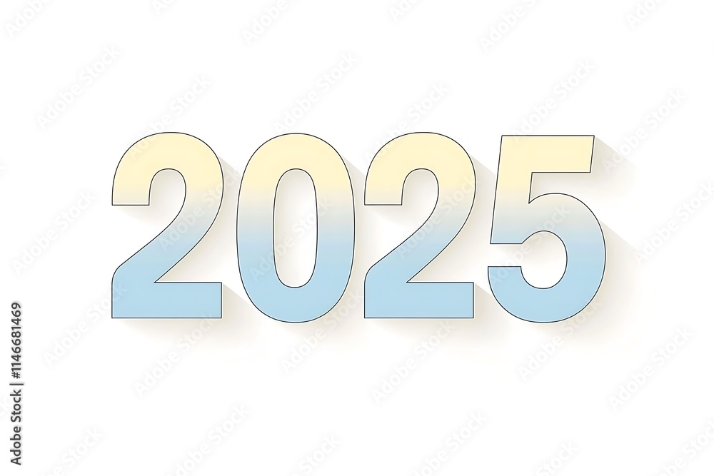 A flat vector 2025 design with numbers in soft pastel shades A flat vector 2025 design with numbers in soft pastel shades