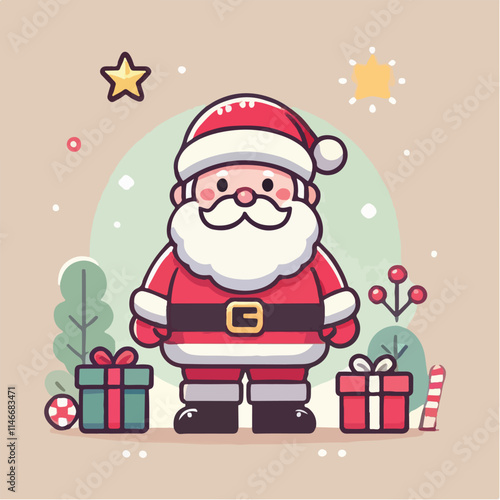 vector santa claus character bringing gifts