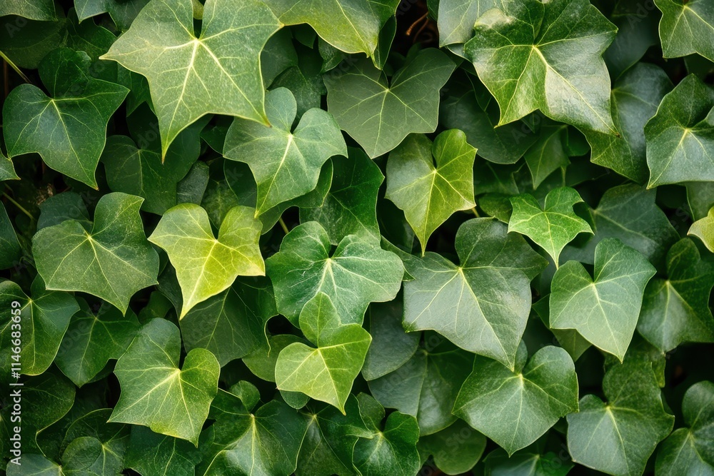 Fresh Ivy Leaves in a Close-Up Showing Vibrant Green Hues and Natural Textures Fresh Ivy Leaves in a Close-Up Showing Vibrant Green Hues and Natural Textures