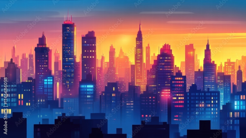 Obraz premium cityscape sunset silhouette