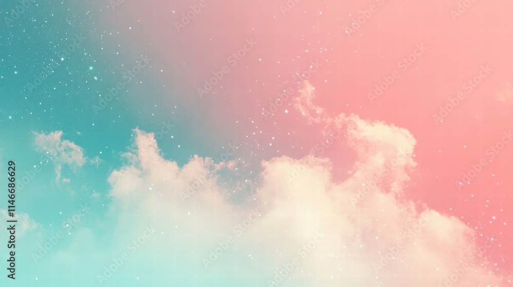 Fototapeta premium dreamy pastel sky with clouds and stars