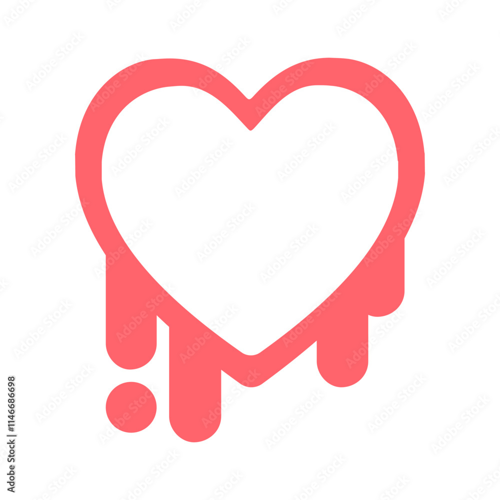 Melting heart shape frame icon. Flat decorative vector design isolated illustration. Melting heart shape frame icon. Flat decorative vector design isolated illustration.