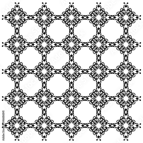 black and white seamless baroque pattern