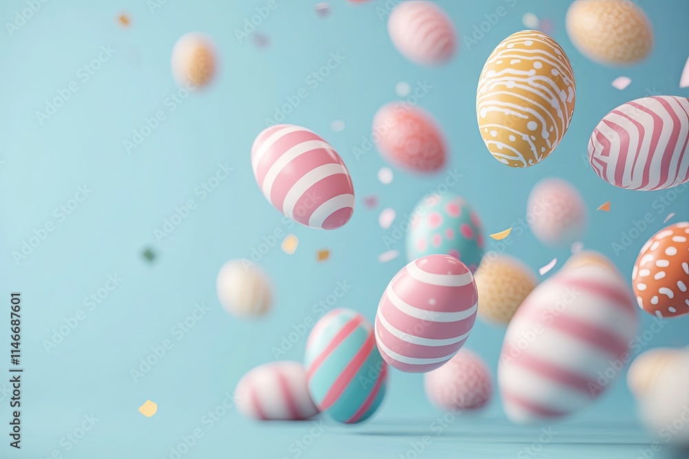 Obraz premium Falling easter egg 3d render background. 