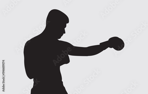 Black silhouette of a boxer on a white background