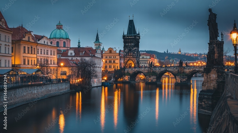 prague charles bridge night view prague charles bridge night view
